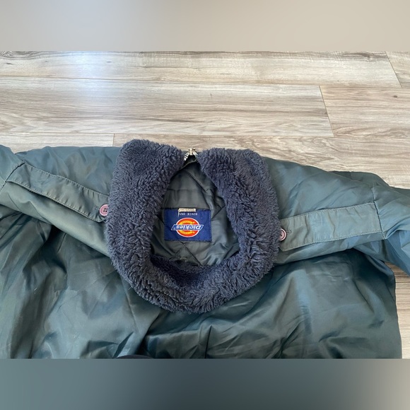 Dickies Vintage Navy Blue Bomber Jacket Size XL Collar Quilted Lined Work Coat - Picture 9 of 15